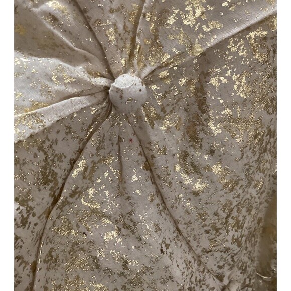 NICOLE MILLER Christmas Tree Skirt Gold & White Buttons & Ruffle 50” New W/Tags - Picture 7 of 13